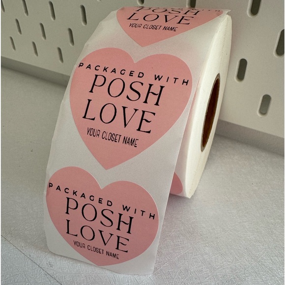 Custom Heart Stickers Labels - packed with posh love custom poshmark name  new - Picture 4 of 11